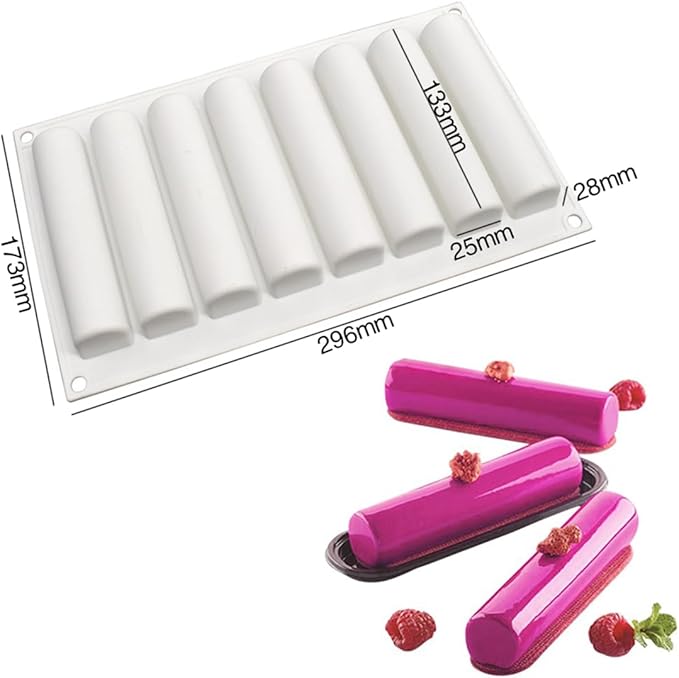 mostsom Silicone Molds Baking Mold for Mousse Cake, Silicone Mold for Chocolate, French Dessert Mold for Pastry Chocolate, Reusable Non-Stick Easy Release Baking Molds (H_ Long Bar)