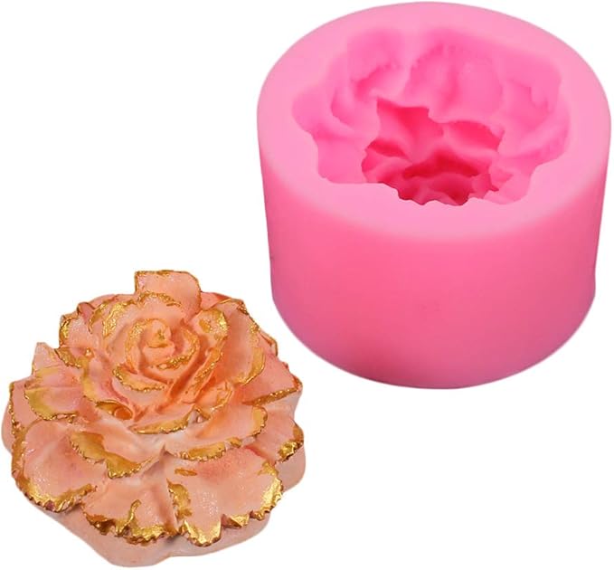 3D Carnation Candle Mold Flower Silicone Mold for Soap, Fondant, Cake Decorating, Chocolate, Candy,Ploymer Clay, Mother's Day Gift