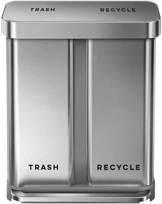 Modern Recycle & Trash Stickers - Minimalist, Discreet Vinyl Labels for Trash Cans & Bins - Elegant Indoor Waste & Recycling Signs for Home, Kitchen & Office | Black