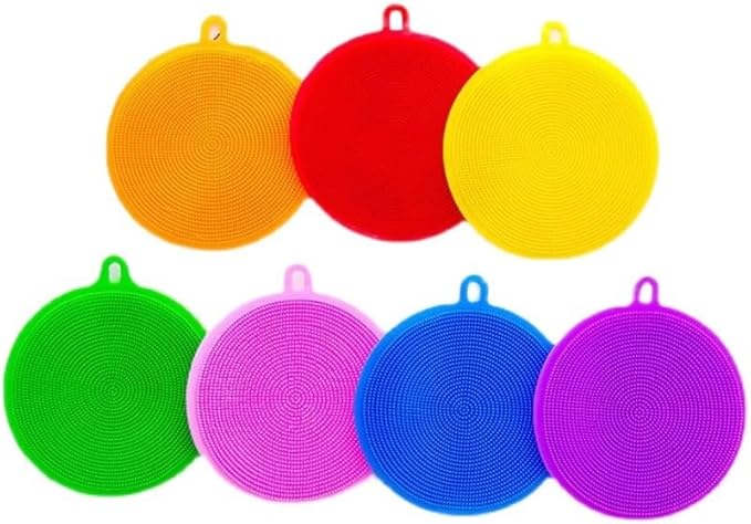 7 PCS Silicone Dish Scrubber, Kitchen Sponges, Silicone Sponge,Dish Brush, Dish sponges, Silicone Sponge Dish Sponges, Kitchen Sponge Double Sided Cleaning Sponges (multicolour)