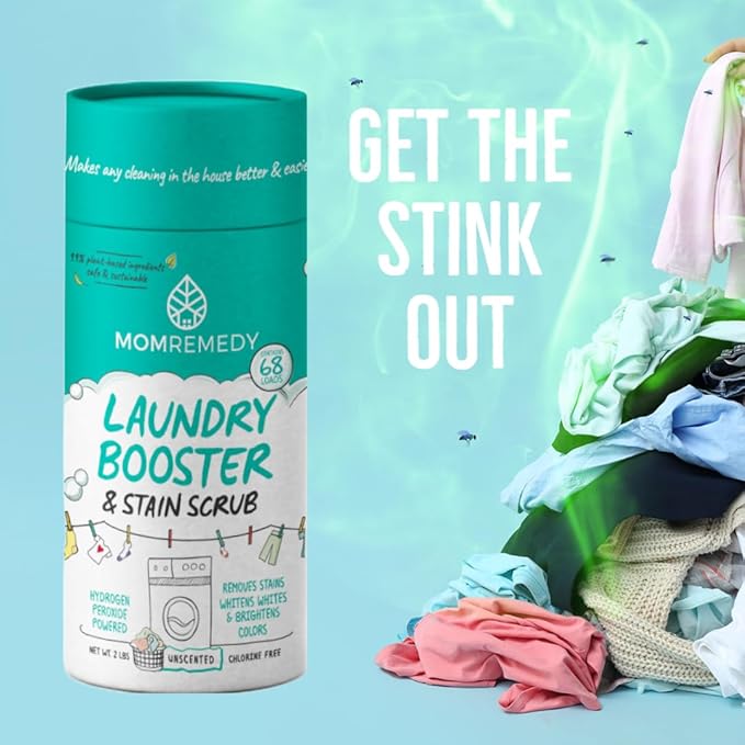 Laundry Booster and Stain Remover Scrub, MomRemedy Oxygen Whitener, Whiten Whites and Brighten Colors, Remove Stains, Household Cleaning Scrub, Chlorine Bleach Free