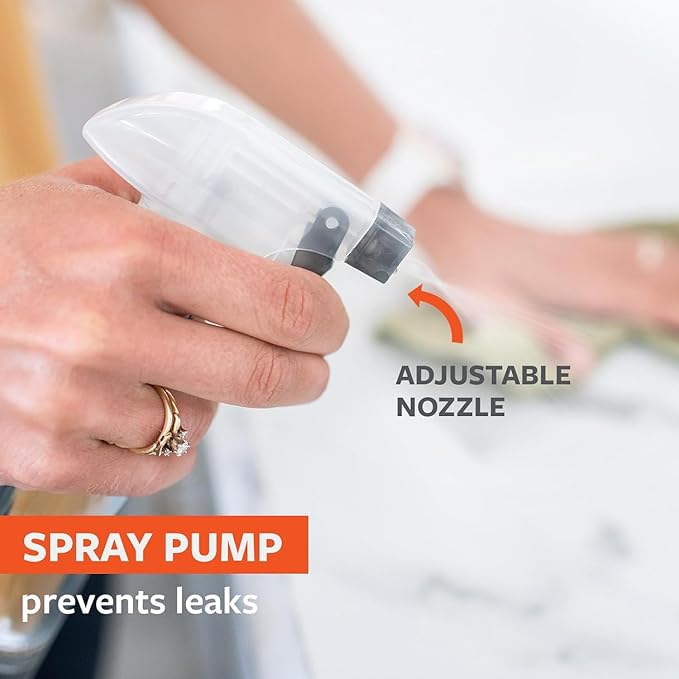 Full Circle Bottle Service-Refillable Glass Spray Bottle for Cleaning -Versatile Stream & Mist Options, Bamboo, Silicone Boot- Ideal for Non-Toxic Solutions & Plant Care, 16oz, Gray