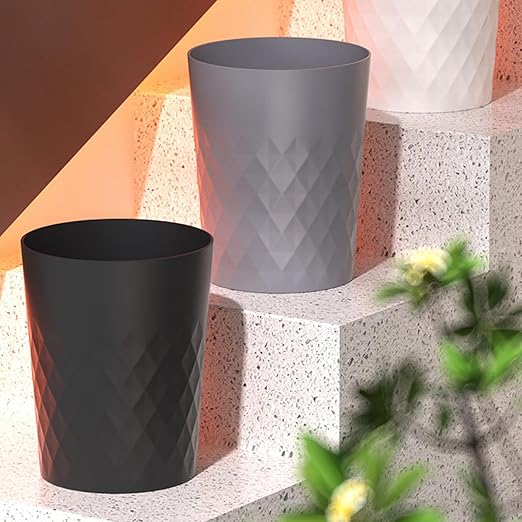 Small Bathroom Trash Can 2 Pack 1.8 Gallon Garbage Can Waste Basket Recycling Bin for Dorms Bedrooms Offices Kitchens, Black White
