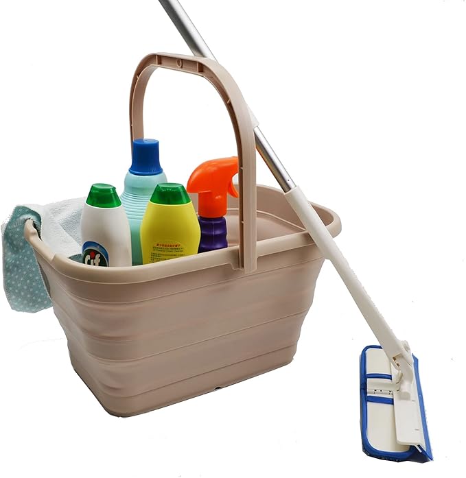 SAMMART 12L (3.1 Gallon) Collapsible Rectangular Handy Bucket (1, Apricot)