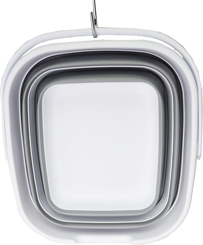 SAMMART 10L (2.6 Gallon) Collapsible Rectangular Handy Bucket (White/Grey, 1)