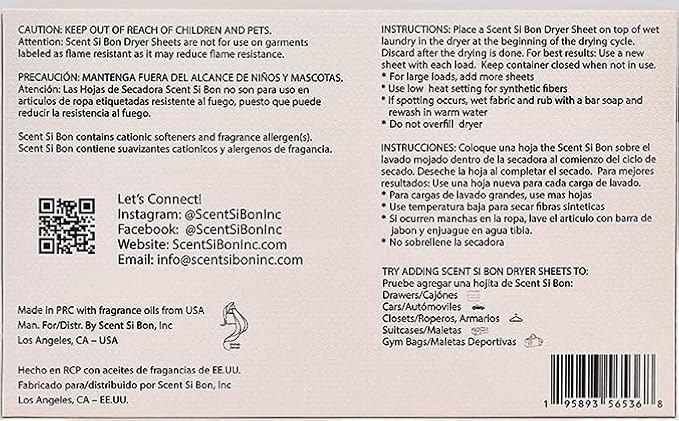 Luxury Scented Dryer Sheets, 50 Sheets, Le Rose Scent With Vanilla, Sandalwood, Patchouli, Fragrant Clothing Freshener, Fabric Softener, Reduce Static and Wrinkles