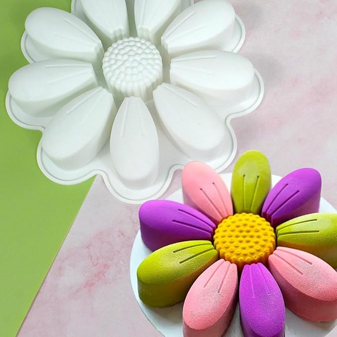 mostsom DIY Sunflower Chocolate Molds Silicone Candy Molds Non Stick Cookies Baking Trays for Party Decorations Food Grade (Sunflower M_9x9x1.48inch)