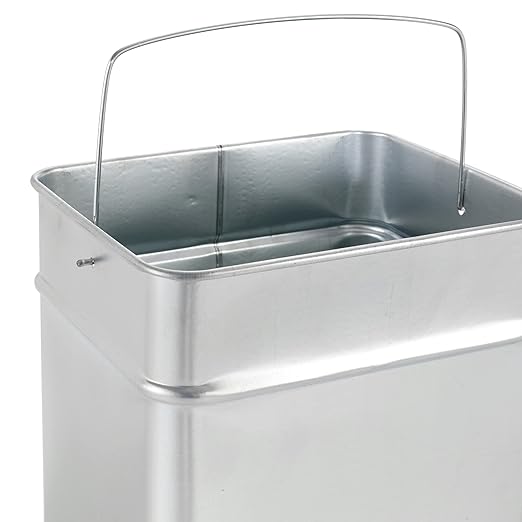 BEAMNOVA Trash Can Indoor Outdoor Stainless Steel Commercial Garbage Can Brushed Industrial Garbage Enclosure Inside Cabinet with Lid Waste Container, Metallic Black, 11.8 * 9.8 * 26.8 in