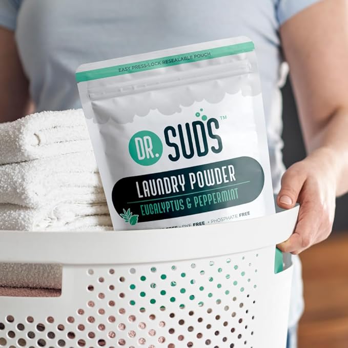 Dr Suds Natural Laundry Detergent Powder 4 Lbs 100+ Loads Scented with Eucalyptus and Peppermint Made with Natural Earth Ingredients Made in USA