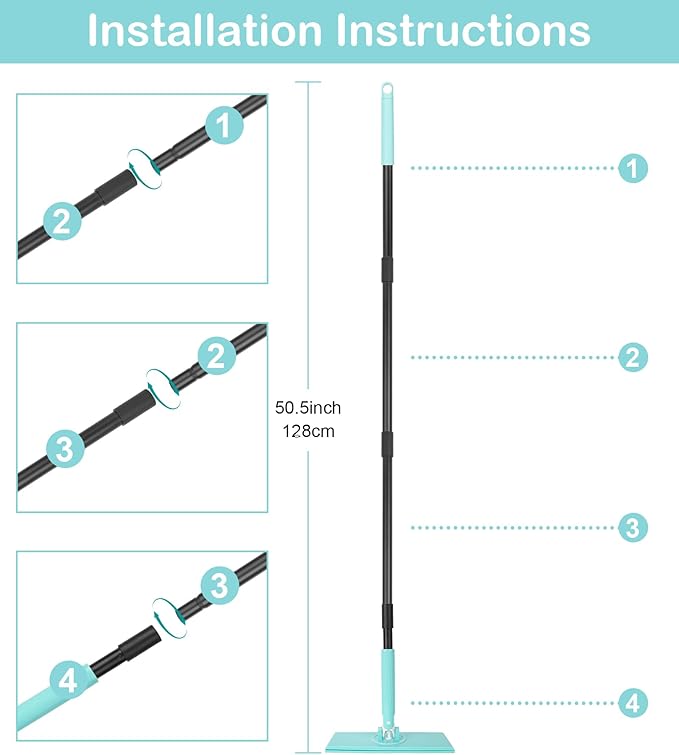 KeFanta Sweeper Mops for Floor Cleaning, 2-in-1 Mops Kit Compatible with Swiffer Pads, Disposable Dust Mop with 20 Dry Cloths, 1 Washable Microfiber Cloth for Hardwood Kitchen Bathroom Pet Hair