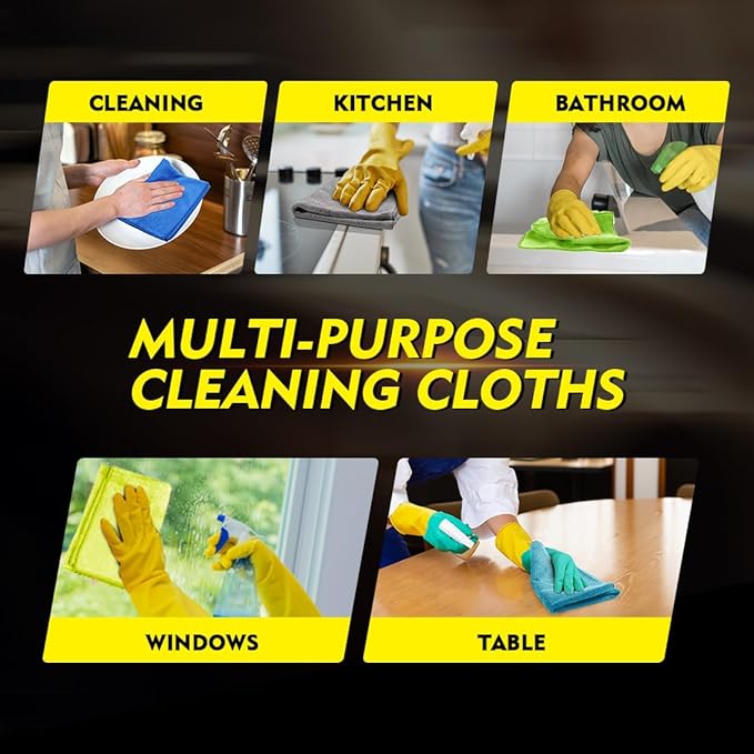 HOMEXCEL Microfiber Cleaning Cloth 6 Pack, 12.5 x 12.5 Inch Microfiber Towels for Cars, Ultra Absorbent Cleaning Rags, Lint Free Cleaning Towels for Household, Kitchen, Window, and Car, Multicolor