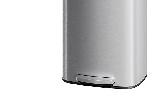 Garvee 21 Gallon / 80 Liter Stainless Steel Trash Can with Lid, Large Garbage Can for Kitchen, Rustproof Step-on Kitchen Metal Trash Bin with Liner Rim, Rear Handle, Soft Close Plastic Lid, Silver