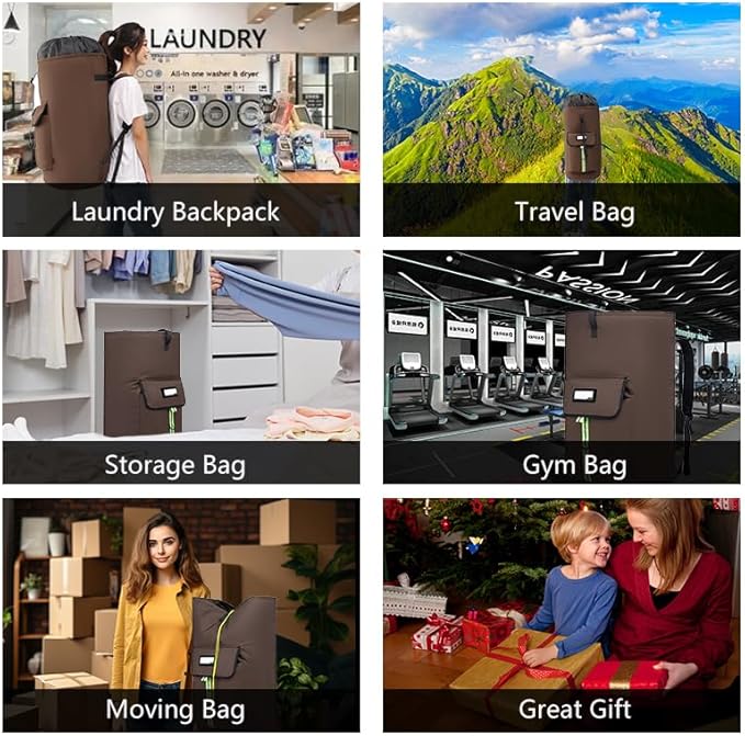 laundry bag backpack,extra-large heavy duty laundry bags,laundry backpack for college students,drawstring closure (charcoal grey laundry bag with straps)