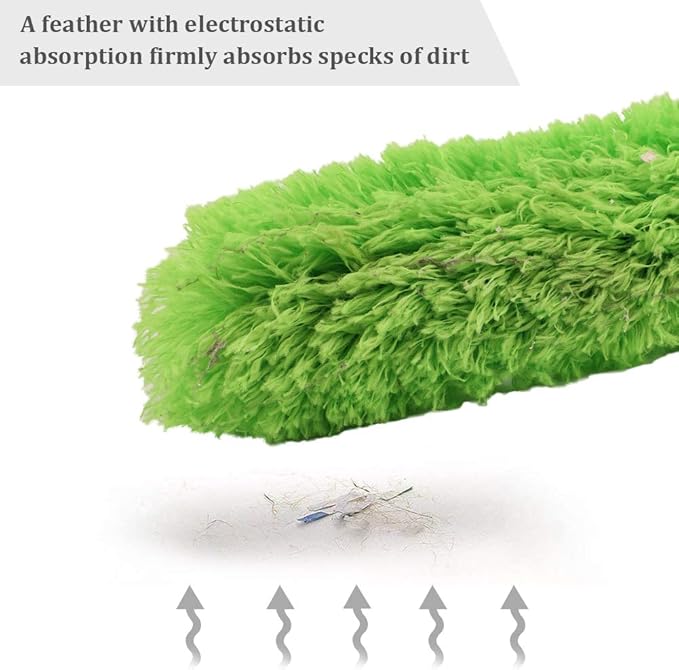 DELUX Microfiber Feather Duster Extendable Duster with 100 inches Extra Long Pole, Bendable Head & Long Handle Dusters for Cleaning Ceiling Fan, High Ceiling, Blinds, Furniture & Cars Green