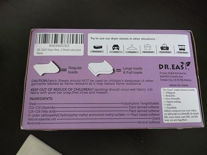 DR.EASY Dryer Sheets Plant Based Formula 252 Ct Fabric Softener sheets for Laundry Lavender Essential Oil Scented No Artificial Fragrances No Dyes Reduce Static & Wrinkles Help Repel Pet Hair