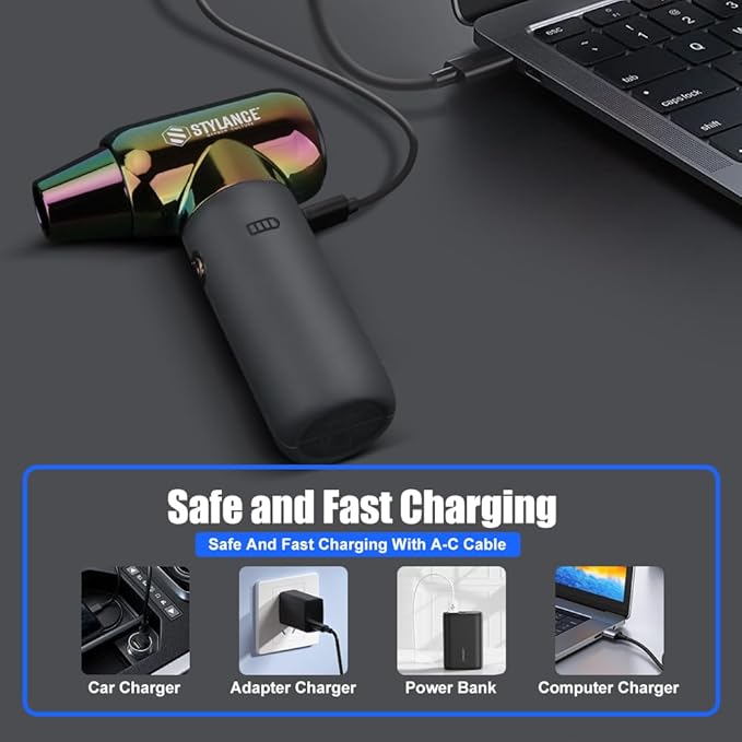 Compressed Air Duster - Barber Blower, Electric Duster, 3 Gear Mini Portable Jet Dry Air Blower, Cordless Vacuum Cleaner, for PC, Office,Salon, Fan, Laptop, Keyboard, Car (Green)