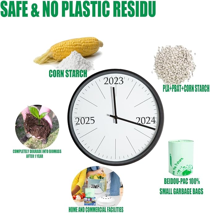 4-6 Gallon Flap Tie Compostable Trash Bags, 76 Count, Kitchen Compost Bags, Sturdy Biodegradable Garbage for Food Scrap Waste, ASTM D6400, US BPI Certified