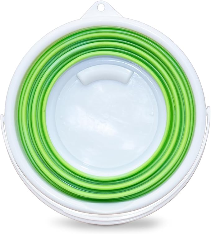 Pine-Sol Collapsible Bucket 2.6 Gallon - Multipurpose Foldable Pail for Cleaning, Car Wash, Outdoor, and Camping - Portable Round Plastic Tub with Handle