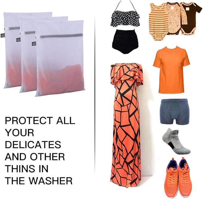 Kimmama Small Laundry Bags Mesh Wash Bag, Lingerie Bags for Washing Delicates, Net Washer Sack with Zipper, Dryer Pouch for Cleaning and Drying Cloths, Garment, Sweater, Bra, Pant, Sock, Toys, Gloves