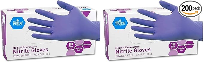 MED PRIDE Powder-Free Nitrile Exam Gloves, Large, Large (Pack of 200)