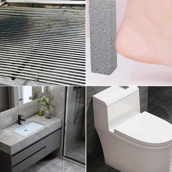 Pumice Stone for Toilet Bowl Cleaning with Handle 4 Pack Pumice Stone Blocks Hard Water Remover Cleaner for Bathroom Kitchen Pool Sinks and Grill Blue White Black and Gray