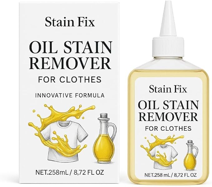 Instant Oil Stain Remover for Clothes (8.72oz) - Fabric Stain Remover For Cooking, Engine, Dried Oil And Grease Stains - Safe for All Fabric Types