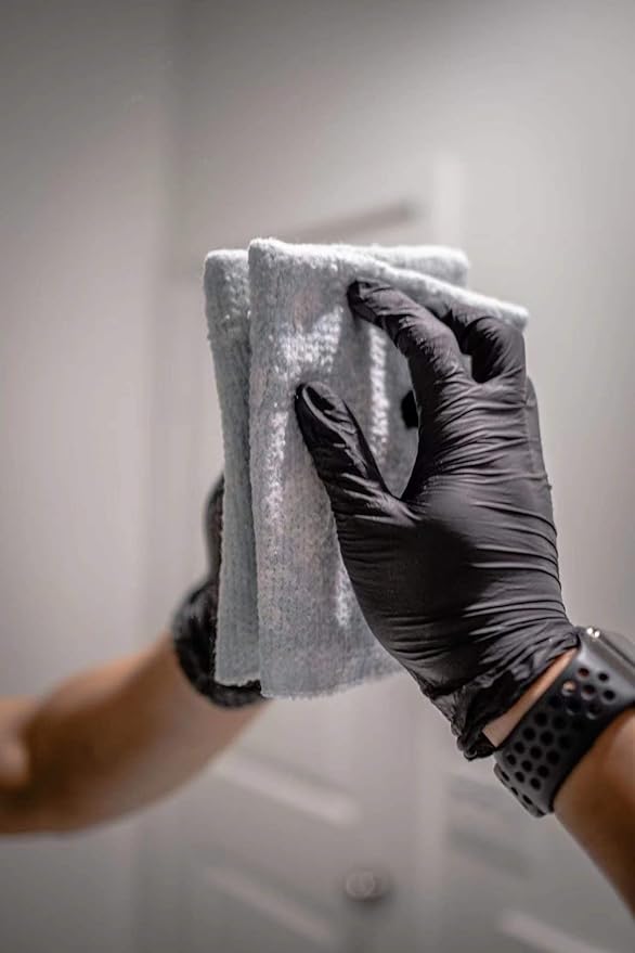 LW Concept - Black Nitrile Examination Gloves - Latex & Powder-Free, Disposable, Strong, Healthcare, Food Handling (Medium)