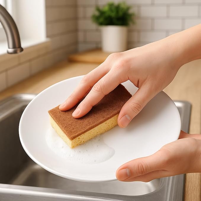 Eco Sponges β Coconut & Cellulose Kitchen Sponges, Biodegradable, Compostable, Plastic-Free Cleaning Scrubbers (12 Pack)