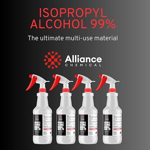 Alliance Chemical Isopropyl Alcohol 99% - 2 Quart Bottle with Spray Top (64 oz) - High-Purity Concentrated Rubbing Alcohol for Effective Cleaning - Quick-Drying, Domestically Sourced IPA