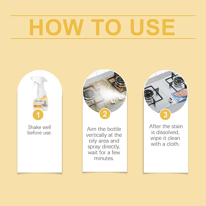 2025 New Greasy Dirt Clean Spray, Multifunctional Powerful Kitchen Foam Cleaner, Fast Foaming and Stain Removing, Heavy Oil Stain Cleaner Kitchen for Oven, Stove, Range Hood (1pcs)