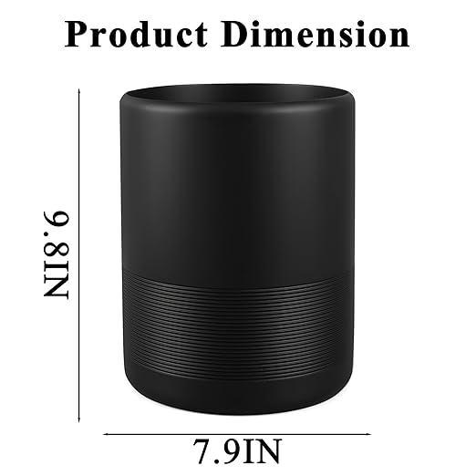 Modern Resin Trash Can Bin, Wastebasket for Bathroom, Kitchen, Office, Home, Black