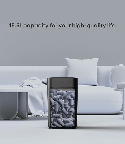 TOWNEW T1S 4.1 Gallon Automatic Self-Sealing and Self-Changing, Motion Sense Activated Trash Can, 2024 Upgrade Smart Garbage Can with Lid for Kitchen Bathroom Office, Black