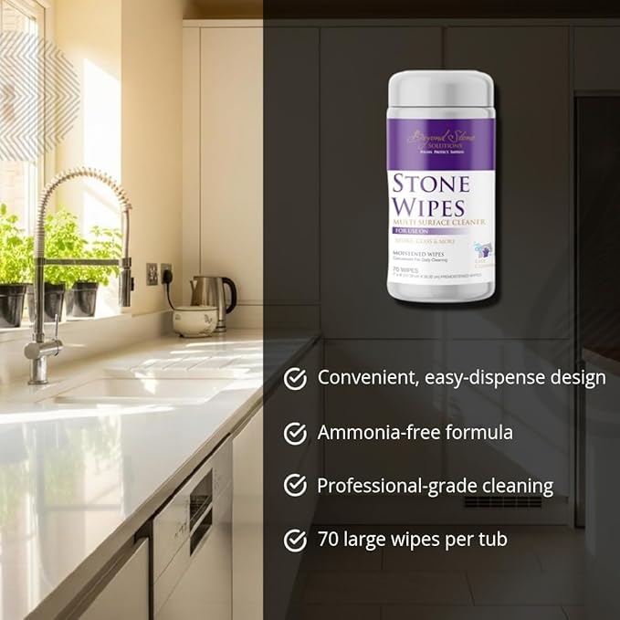 Stone Wipes – 70 Count, Streak-Free Multi-Surface Cleaner