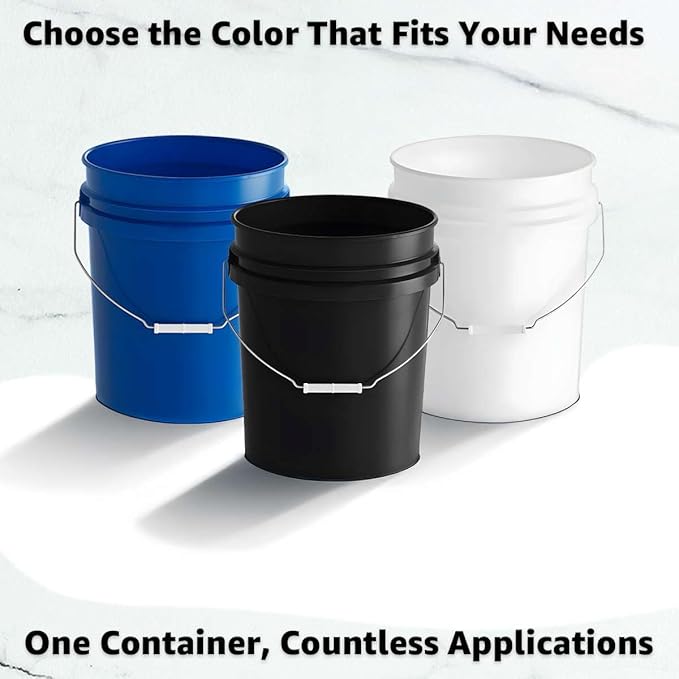 10 Pack - 5 Gallon Plastic Buckets with Lids - Food Safe, Stackable, BPA-Free Bulk Storage