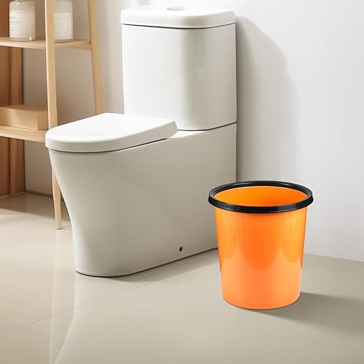Plastic Small Trash Can Wastebasket - Garbage Can Basket for Bathrooms - Laundry Room, Kitchens, Offices, Kids Rooms, Dorms - Orange