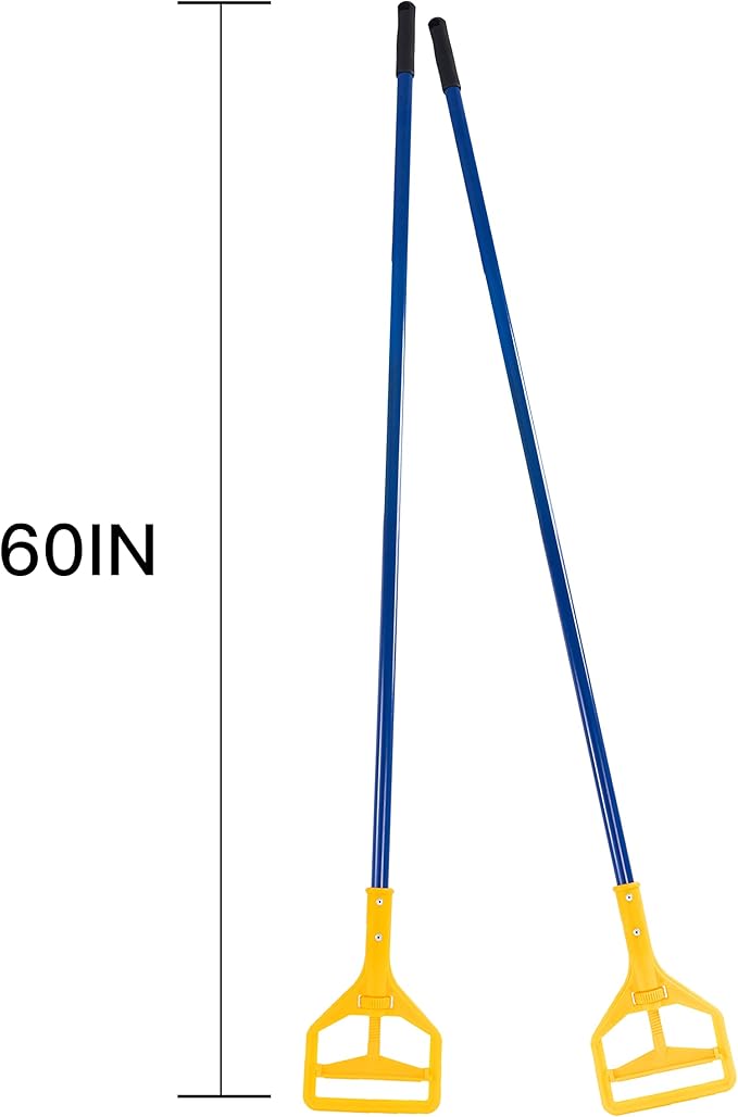 Matthew Cleaning Commercial Quick-Change Iron Mop Handle for Floor Cleaning Heavy Duty Mop Stick Replacement 60inch with Plastic Gripper Wet Mop Handles 12 Packs