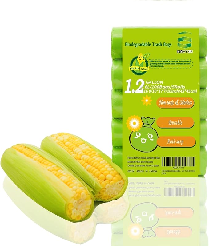 Mini Trash Bags, Inwaysin 1.2 Gallon Trash Bags, Small Bin Bags, 6L, 100Bags, Clear Green…