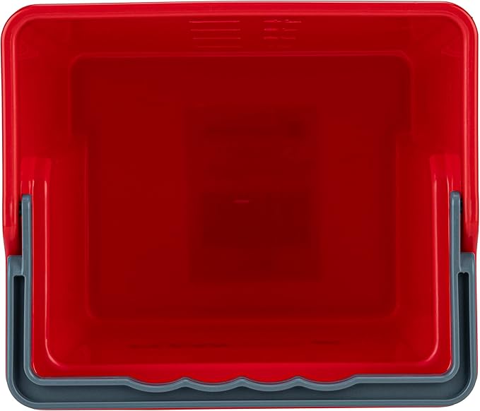 Restaurantware-Clean Tek Professional 4 Quart Cleaning Bucket, 1 Utility Pail with Handle - Heavy-Duty, Portable, Red Plastic Washing Pail, Perfect for Household, Outdoor, Car Wash and More