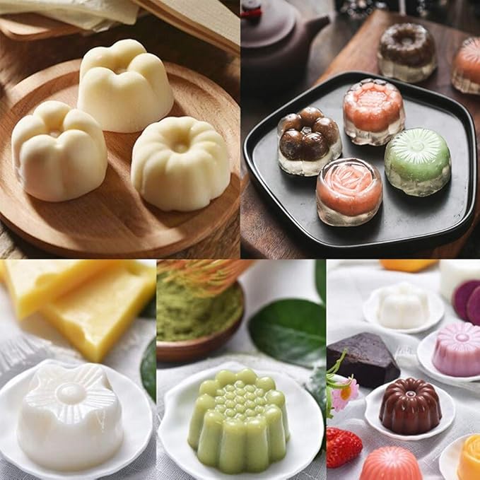 5 Pcs Silicone 3D Flower Shape Chocolate Candy Molds Set, 12 Cavity Non-Stick Food Grade Baking Molds, Ice Cube Trays for Wedding, Festival, Parties