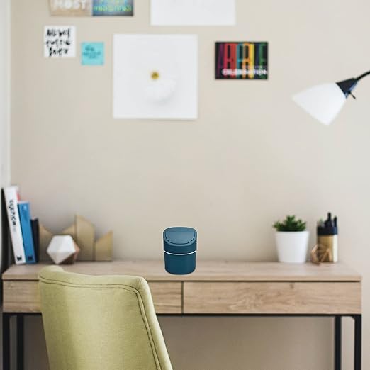 Mini Desk Trash Can with Lid with Trash Bags 180 Pcs Swing-Lid Tiny Countertop Garbage Bin Small Table Top Plastic Covered Waste Basket