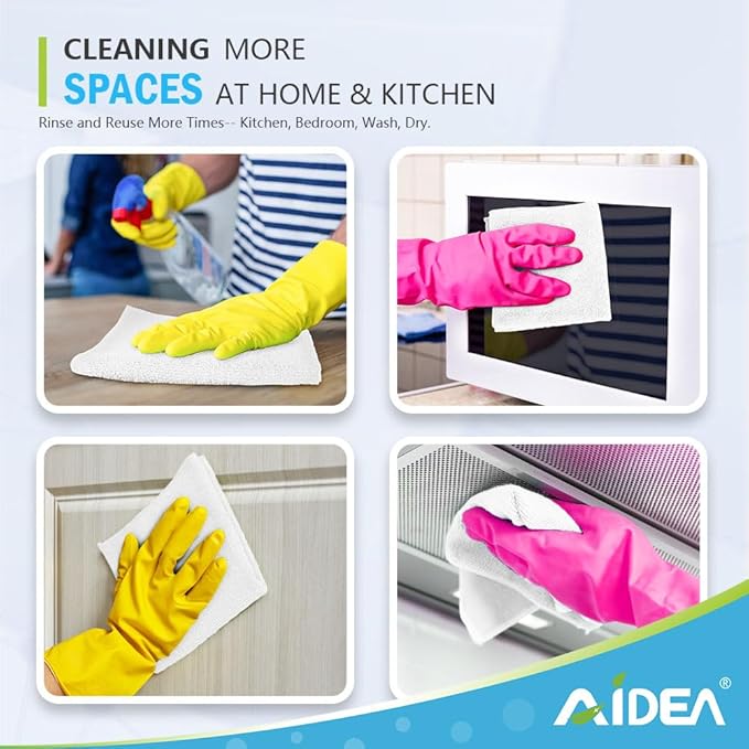 AIDEA Microfiber Cleaning Cloth-12PK, Soft Microfiber Towels for Cars, Absorbent Cleaning Rags, Lint-Free Streak-Free Wash Cloths for House, Kitchen, Window(12in.x12in), White