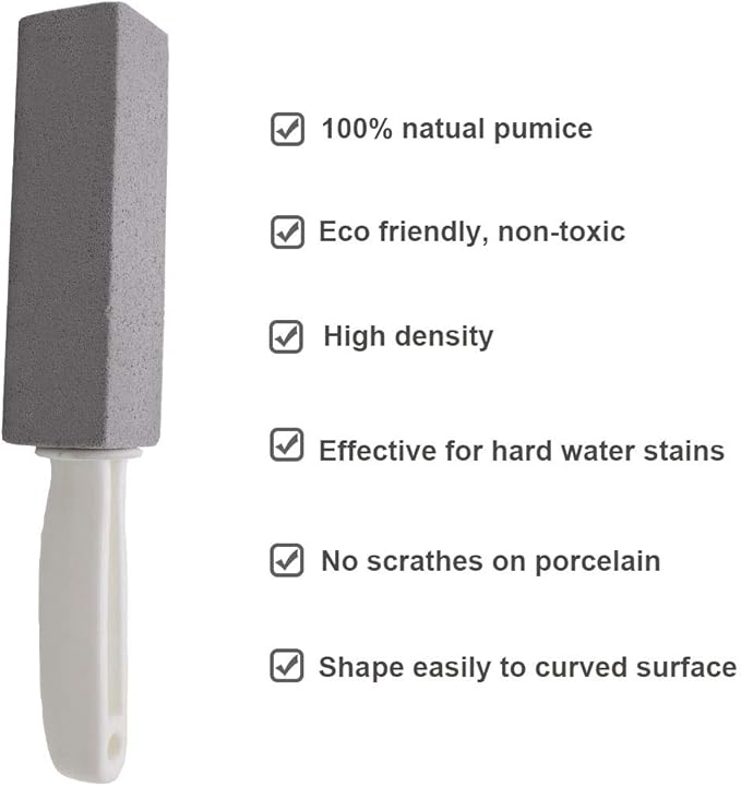 Pumice Stone for Toilet Cleaning with Handle Toilet Stone, Removing Hard Water Rings for Toilet Bowl Pool Bathtub, 4 Pack