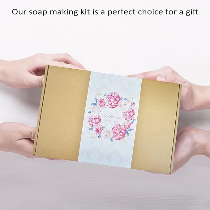 Artcome 42oz Soap Loaf Molds Rectangular Silicone Moulds Wooden Box with Lid, Soap Molds Set with 100pc Bags and 36 Sticker, 2 Sets