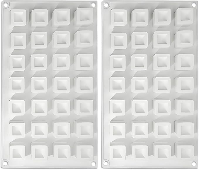 Small Square Chocolate Silicone Molds, 28-Cavity Mini Square Mousse Mold for Baking Square Cube Candy Desserts, 11.6" x 6.9" x 0.98"