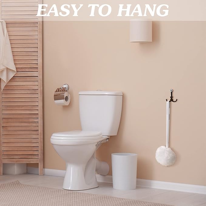 Zhehao 50 Pcs Toilet Bowl Brush Soft Swab Toilet Bowl Bulk White Reusable Long Plastic Handled Cleaners Scrubber Mop with Silk Cotton for Home Bathroom, 15 x 3 Inch, Without Cone Cup