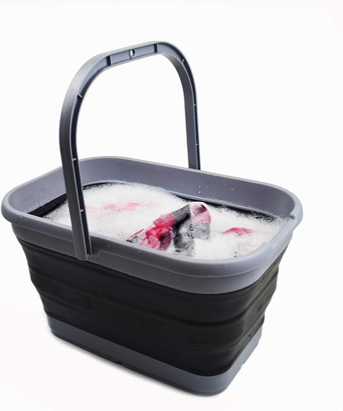 SAMMART 12L (3.17 Gallon) Collapsible Rectangular Handy Bucket (1, Grey/Black)
