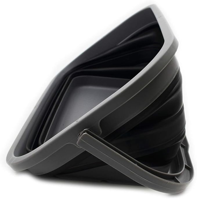 SAMMART 11.6L (3.06 Gallon) Collapsible Rectangular Handy Bucket (Grey/Black, 1)