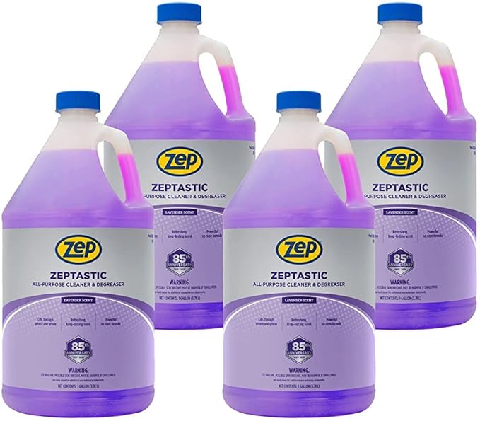 Zep Zeptastic All-Purpose Cleaner and Degreaser - 1 Gallon (Case of 4) 325724 - Refreshing Lavender Fragrance, Cuts Through Grease and Grime, Powerful No Rinse Formula