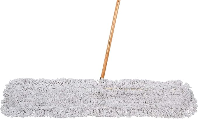 Commercial Dust Mop & Floor Sweeper, 48 in. Dust Mop for Hardwood Floors, Cotton Mop Head, Wooden Broom Handle, Industrial Dry Mop for Floor Cleaning & Janitorial Supplies