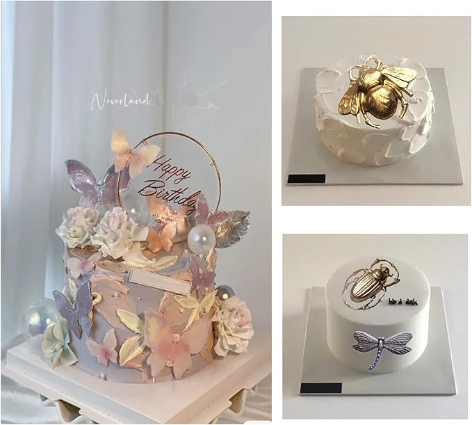 ZiXiang Insect Silicone Mold Bumble Bee Fondant Molds Butterfly Dragonfly Beetle Candy Molds for Chocolate Sugar Craft Cake Decorating Tools Set Of 4